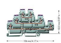 WAGO 870-556 Doorgangsklem 3-etages 5 mm Spanveer Toewijzing: L Grijs 50 stuk(s)