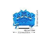 WAGO 2002-6404 Doorgangsklem 5.20 mm Spanveer Toewijzing: N Blauw 100 stuk(s)