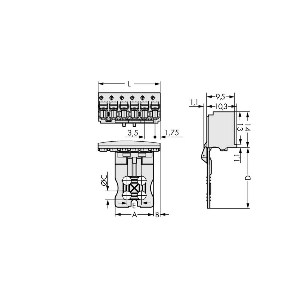WAGO 2091-1106/002-1000 Male behuizing-board 2091 Totaal aantal polen: 6 Rastermaat: 3.50 mm 50 stuk(s)