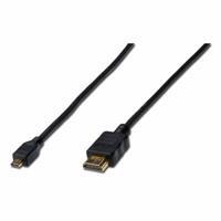 Digitus HDMI Aansluitkabel HDMI-A stekker, HDMI-micro-D stekker 1.00 m Zwart AK-330109-010-S Vergulde steekcontacten HDMI-kabel