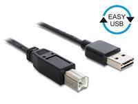 DeLOCK Easy-USB naar USB-B kabel - USB2.0 - tot 2A / zwart - 2 meter