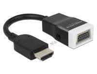 DeLock Premium HDMI naar VGA + 3,5mm Jack adapter - compact / zwart - 0,15 meter