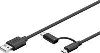 Goobay 2-1 micro USB B kabel met USB C adapter - 