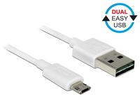 delock Easy-USB Micro B naar Easy-USB-A kabel - USB2.0 - tot 2A / wit - 0,20 meter