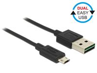 delock Easy-USB Micro B naar Easy-USB-A kabel - USB2.0 - tot 2A / zwart - 1 meter