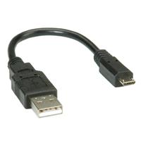 Roline USB-Kabel USB 2.0 USB-A Stecker, USB-Micro-B Stecker 0.15m Schwarz Geschirmt 11.02.8310