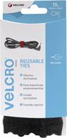 VELCRO® brand VEL-EC60466 Klittenband kabelbinders om te bundelen Haak- en lusdeel (l x b) 200 mm x 12 mm Zwart 15 stuks