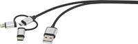 renkforce 3-in-1 Micro-USB/Lightning/USB-C™ Lade- & Sync-Kabel 0.5m
