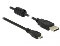 Delock USB-Kabel USB 2.0 USB-A Stecker, USB-Micro-B Stecker 5.00m Schwarz mit Ferritkern 84910