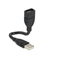 DELOCK USB naar USB vormbare verlengkabel - USB2.0 - tot 2A / zwart - 0,15 meter