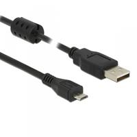 Delock USB-Kabel USB 2.0 USB-A Stecker, USB-Micro-B Stecker 3.00m Schwarz mit Ferritkern 84909