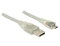 Delock USB-Kabel USB 2.0 USB-A Stecker, USB-Micro-B Stecker 1.50m Transparent mit Ferritkern 83899