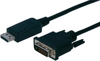 Kabel DisplayPort / DVI Digitus [1x DisplayPort stekker - 1x DVI-stekker 24+1-polig] 3 m Zwart