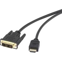 Renkforce DVI / HDMI Adapterkabel DVI-D 18+1-polige stekker, HDMI-A stekker 1.80 m Zwart RF-4212216 Vergulde steekcontacten, Schroefbaar DVI-kabel