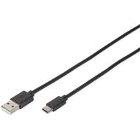 Kabel USB 2.0 Digitus [1x USB 2.0 stekker C - 1x USB 2.0 stekker A] 1.8 m Zwart