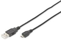 Kabel USB 2.0 Digitus [1x USB 2.0 stekker A - 1x USB 2.0 stekker micro-B] 1 m Zwart