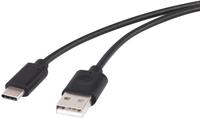 Kabel USB 2.0 Renkforce [1x USB 2.0 stekker A - 1x USB-C stekker] 1 m Zwart