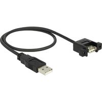 Kabel USB 2.0 Delock [1x USB 2.0 stekker A - 1x USB 2.0 bus A] 0.5 m Zwart