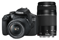 Canon EOS 2000D + EF-S 18-55mm IS II-lens + EF 75-300mm III-lens