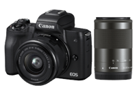 Canon EOS M50-body + EF-M 15-45mm IS STM + EF-M 55-200mm IS STM â€“ zwart