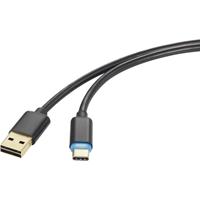 USB 2.0 Kabel Renkforce [1x USB-A 2.0 stekker - 1x USB-C stekker] 1.5 m Zwart