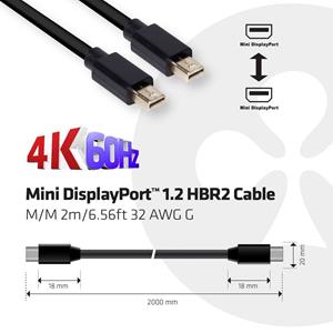 club3d Mini DisplayPort 1.2 HBR2 Cable M/M, 2m