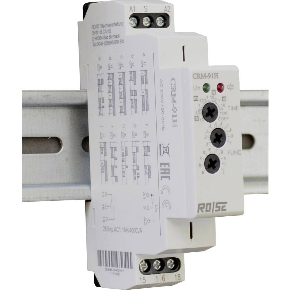 roselm Rose LM CRM-93H/UNI CRM-93H/UNI Tijdrelais Multifunctioneel 230 V/AC 1 stuk(s) Tijdsduur: 0.1 s - 10 d 3x wisselcontact