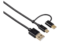 Hama Kabel  2.0 USB-A naar USB Micro met USB-C adapter 1m