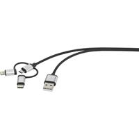 renkforce 3-in-1 Micro-USB/Lightning/USB-C™ Lade- & Sync-Kabel 0.25m