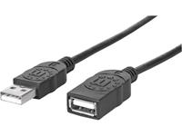 manhattan USB 2.0 Verlängerungskabel [1x USB 2.0 Stecker A - 1x USB 2.0 Buchse A] 1.00m Schwarz Fol