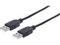 manhattan USB 2.0 Anschlusskabel [1x USB 2.0 Stecker A - 1x USB 2.0 Stecker A] 1.00m Schwarz Foliens