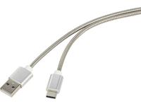 Renkforce USB-kabel USB 2.0 USB-A stekker, USB-C stekker 0.50 m Zilver Kabelmantel van RVS RF-4888674