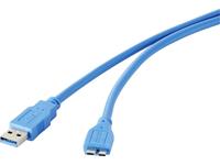 USB 3.0 Kabel Renkforce [1x USB 3.0 stekker A - 1x Micro-USB 3.0 stekker B] 1 m Blauw