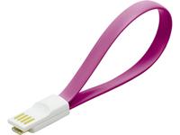 LogiLink USB 2.0 Anschlusskabel [1x USB 2.0 Stecker A - 1x Micro-USB-Stecker] 0.22m Pink Magnet an d