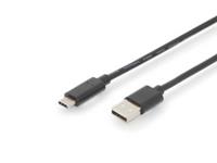 USB 2.0 Kabel Digitus [1x USB-C 2.0 stekker - 1x USB-A 2.0 stekker] 3 m Zwart