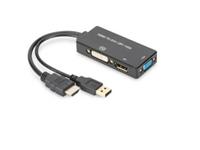 DIGITUS HDMI 3in1 Konverterkabel, HDMI - DP+DVI+VGA, 0,2 m