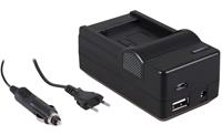 Panasonic 4-in-1 acculader voor  DMW-BLG10PP accu - compact en licht - laden via stopcontact, auto, USB en Powerbank