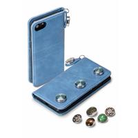 GranC drukknopen wallet hoes - iPhone 7 / 8 - Lichtblauw