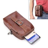 6.3 inch and Below Universal Crazy Horse Texture Genuine Leather Men Vertical Style Case Waist Bag with Belt Hole for Sony Huawei Meizu Lenovo ASU