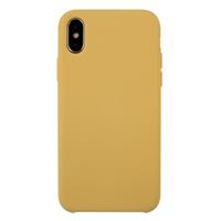 For iPhone X Pure Color Liquid Silicone + PC Dropproof Protective Back Cover Case (Yellow)