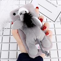For iPhone 6 & 6s Fashion Plush Lovely Donkey Doll Toy Protective Back Cover Case (Grey)