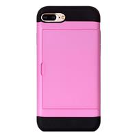 For iPhone 8 Plus & 7 Plus Slide Style TPU + PC Combination Case with Card Slot(Pink)