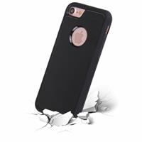 huismerk iPhone 7 & 8 uniek TPU + Kunststof back cover Hoesje met nano zuigkracht (zwart)