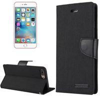 huismerk MERCURY GOOSPERY CANVAS DIARY for iPhone 8 Plus & 7 Plus Canvas textuur horizontale Flip lederen draagtas met Card Slots & portemonnee & Holder(Black)