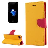 MERCURY GOOSPERY FANCY DIARY for iPhone 8 Plus & 7 Plus Cross Texture Horizontal Flip Leather Case with Card Slots & Wallet & Holder(Yellow)