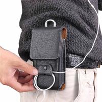 For iPhone 8 & 7 & 6s & 6 Vertical Flip Retro Elephant Texture Leather Case / Waist Bag with Card Slots & Back Splint & Buckle & Earphone Hole(Black)