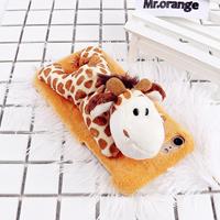 For iPhone 6 Plus & 6s Plus Fashion Plush Lovely Giraffe Doll Toy Protective Back Cover Case (Yellow)