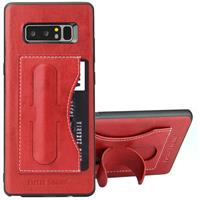 Fierre Shann voor Galaxy Note 8 volledige beschermende lederen draagtas met houder & Card Slot(Red)