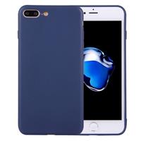 For iPhone 8 Plus & 7 Plus Solid Color TPU Protective Case Without Round Hole(Dark Blue)