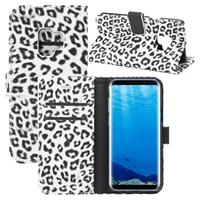 Voor Galaxy S9 Luipaard patroon PU + PC horizontaal lederen draagtas met houder & kaartsleuven & Wallet(White) spiegelen